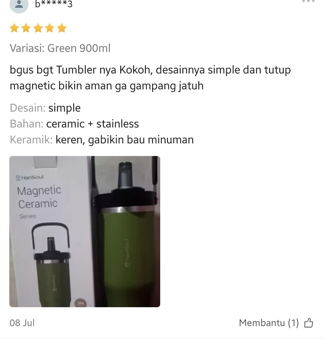 Ulasan pelanggan HanSoul di Shopee